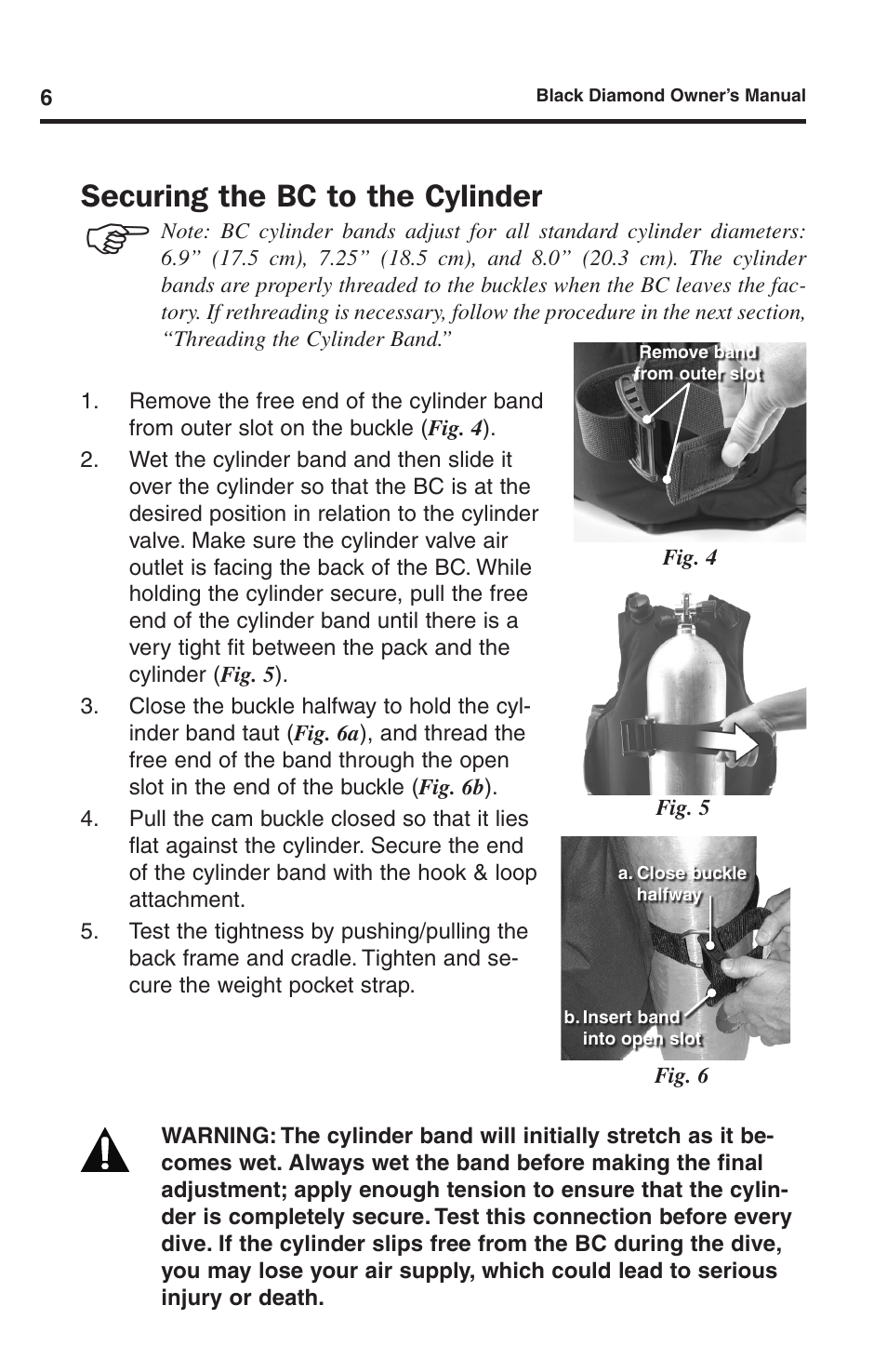 Securing the bc to the cylinder | Aqua Lung Black Diamond SL BC User Manual | Page 6 / 28