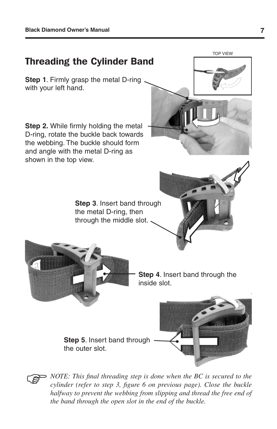 Threading the cylinder band | Aqua Lung Black Diamond SL BC User Manual | Page 7 / 28