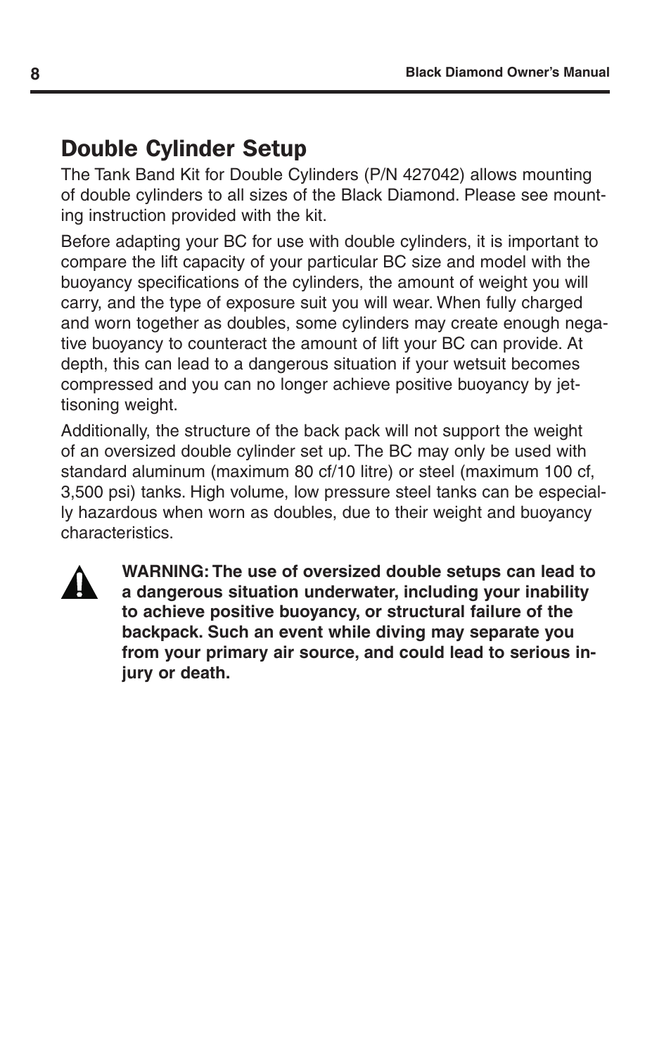Double cylinder setup | Aqua Lung Black Diamond SL BC User Manual | Page 8 / 28