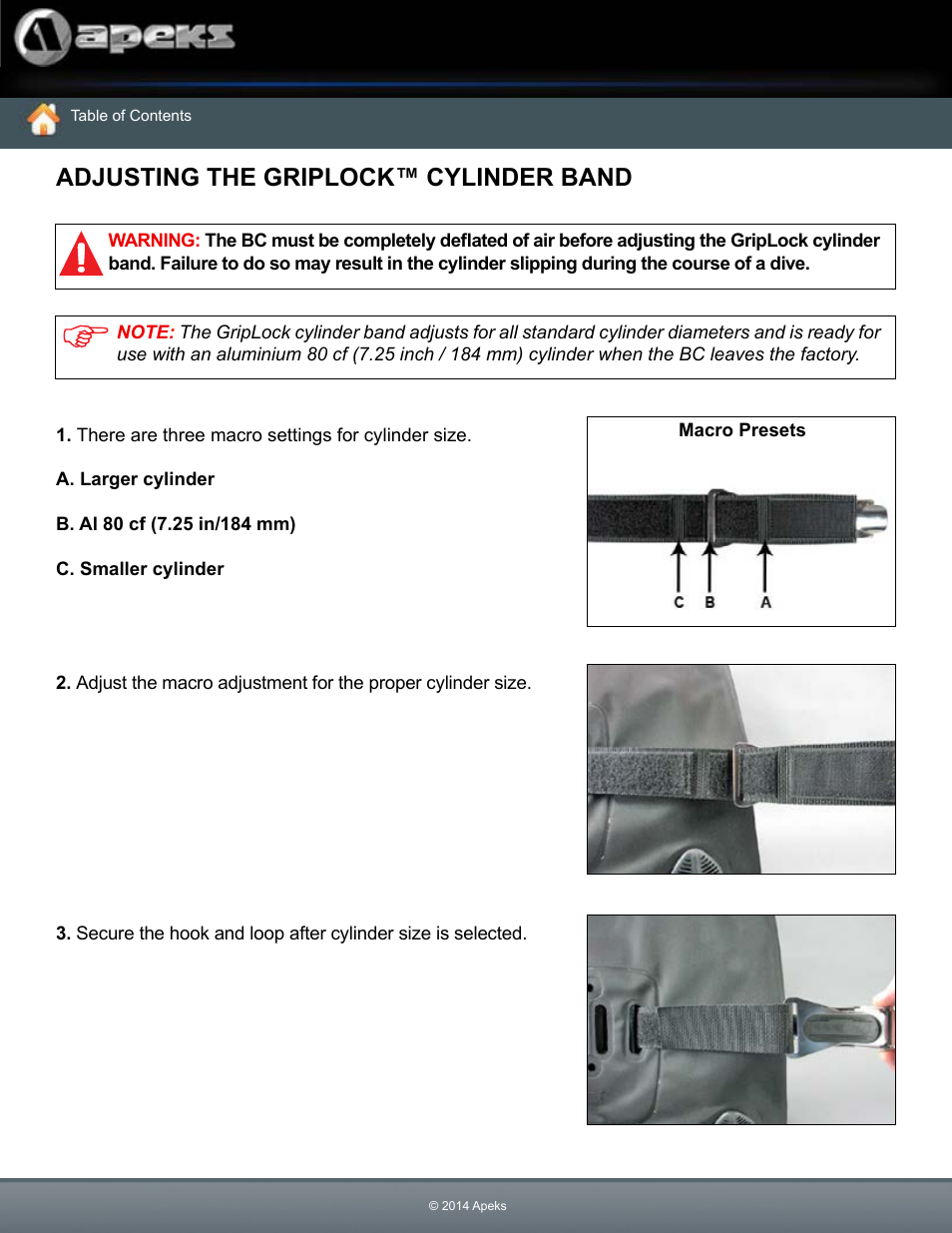 Adjusting the griplock™ cylinder band | Aqua Lung Black Ice BC User Manual | Page 15 / 37