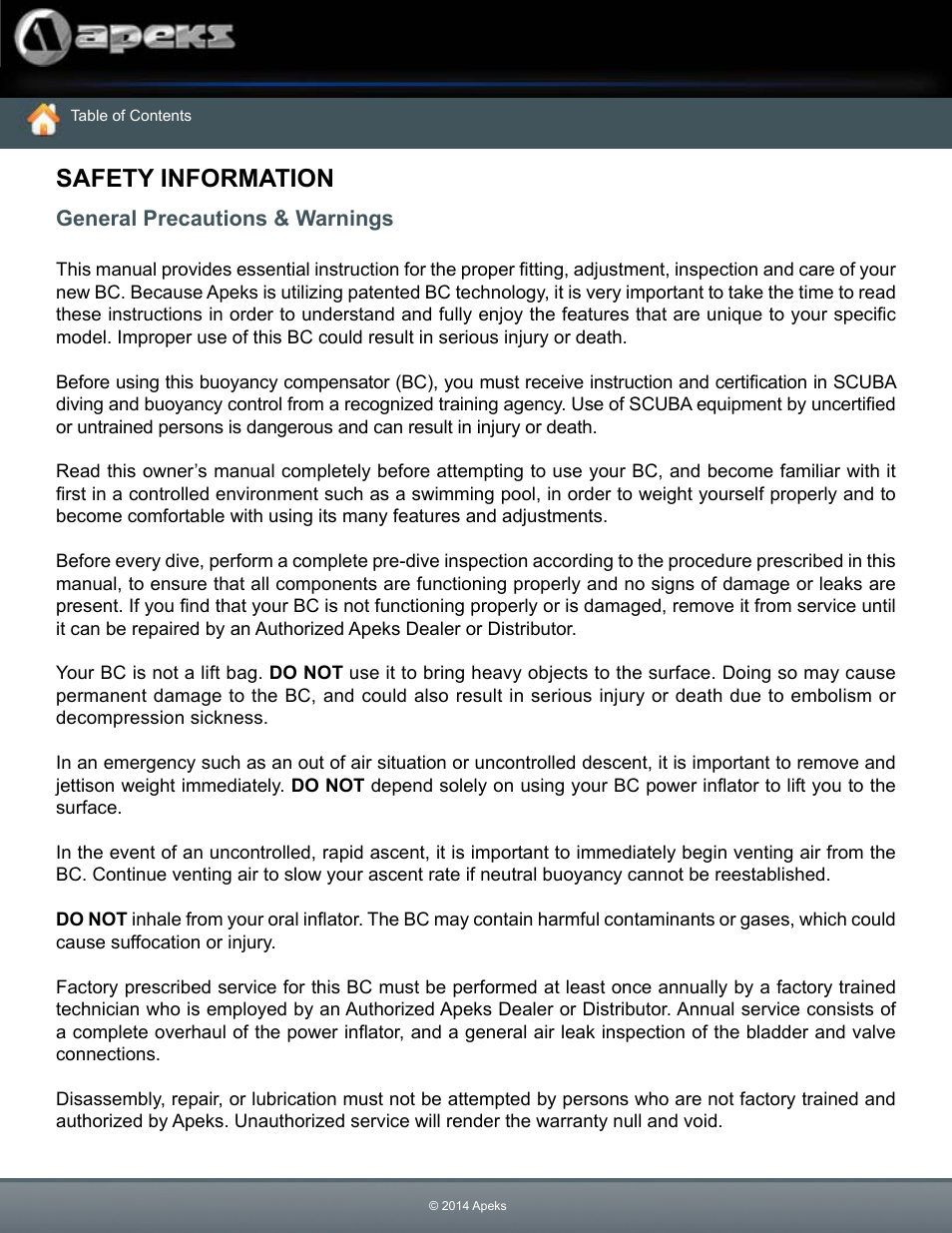 Safety information | Aqua Lung Black Ice BC User Manual | Page 3 / 37