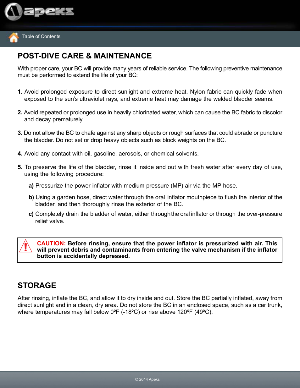 Post-dive care and maintenance storage, Post-dive care & maintenance, Storage | Aqua Lung Black Ice BC User Manual | Page 37 / 37