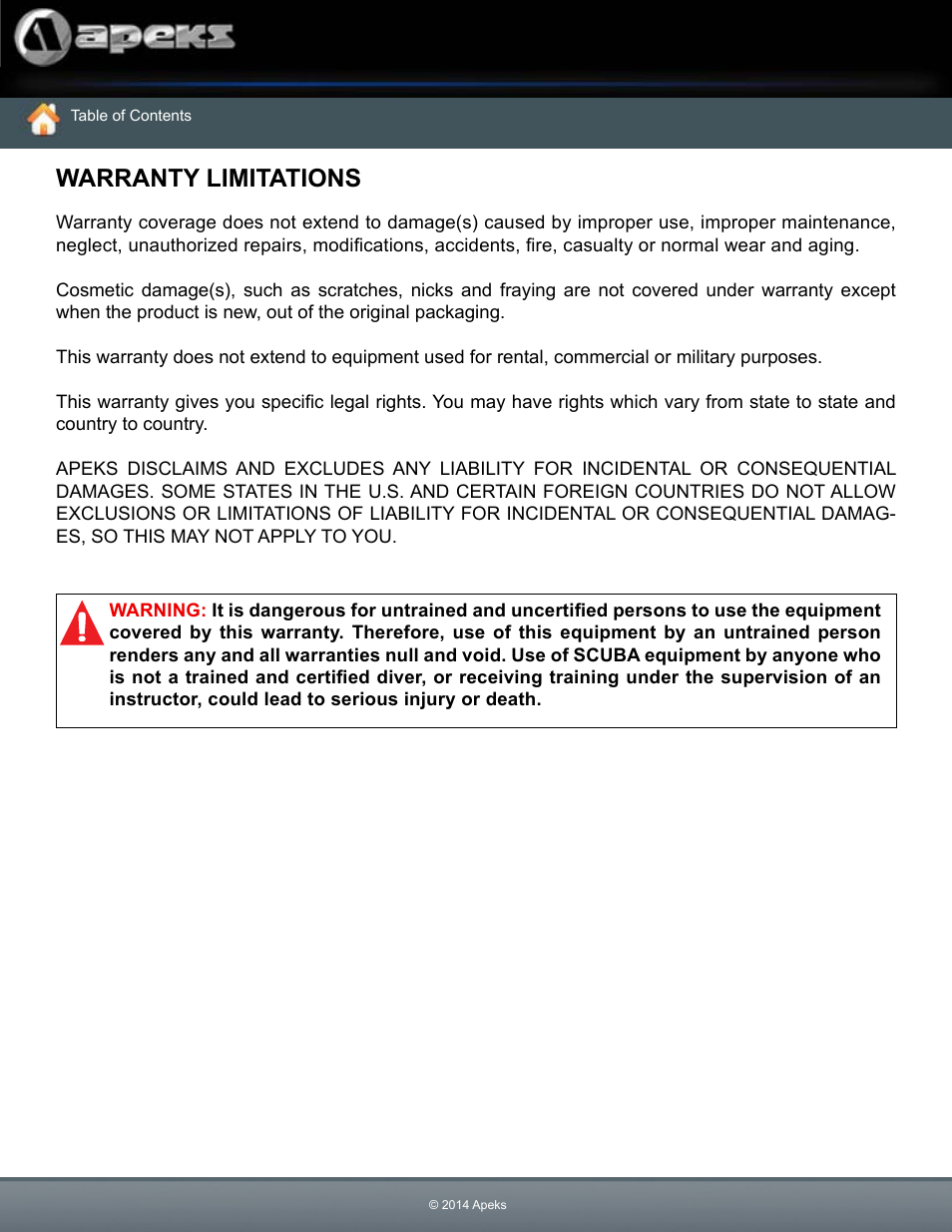 Warranty limitations | Aqua Lung Black Ice BC User Manual | Page 9 / 37