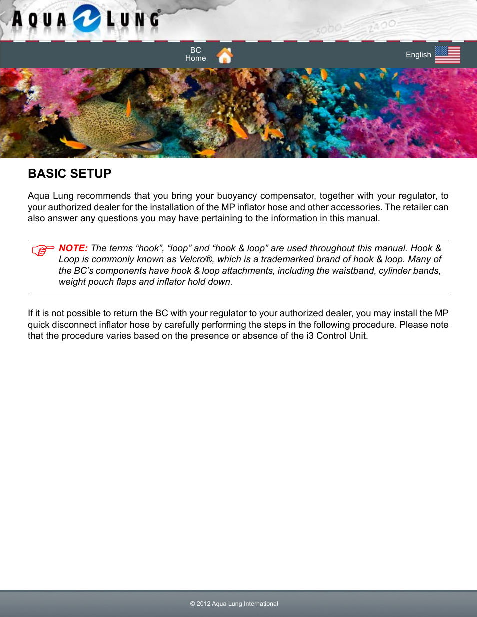 Basic setup | Aqua Lung Dimension i3 / Lotus i3 BC User Manual | Page 10 / 41