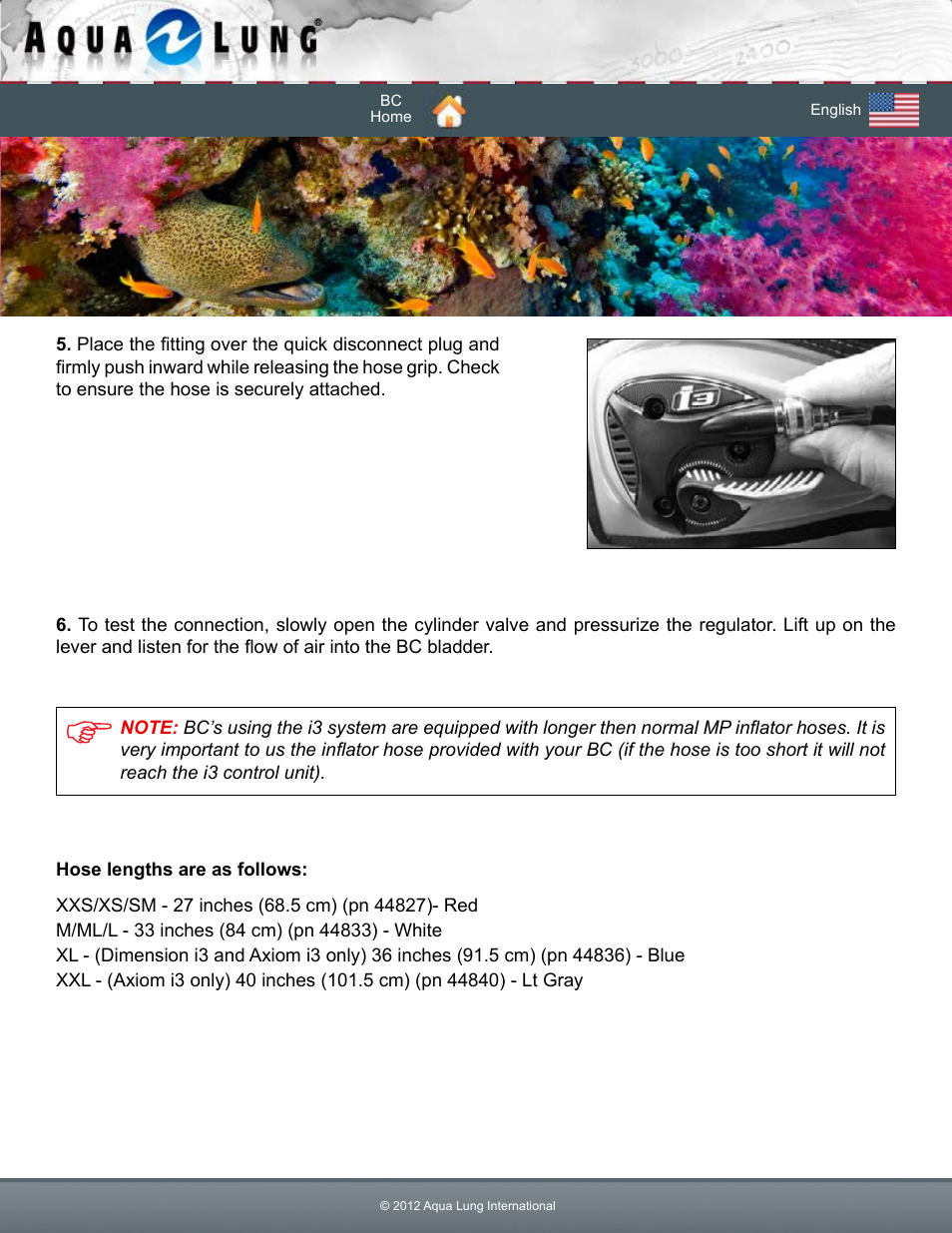 Aqua Lung Dimension i3 / Lotus i3 BC User Manual | Page 13 / 41