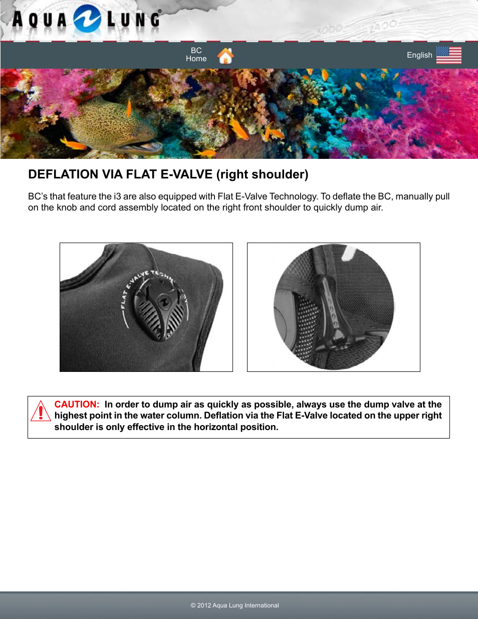 Deflation via flat e-valve (right shoulder) | Aqua Lung Dimension i3 / Lotus i3 BC User Manual | Page 34 / 41