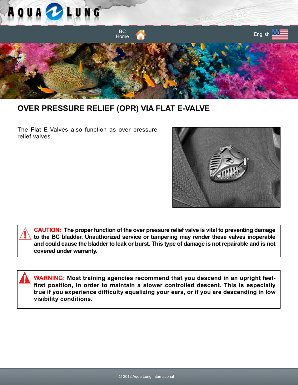 Overpressure relief (opr) via flat e-valve, Over pressure relief (opr) via flat e-valve | Aqua Lung Dimension i3 / Lotus i3 BC User Manual | Page 35 / 41