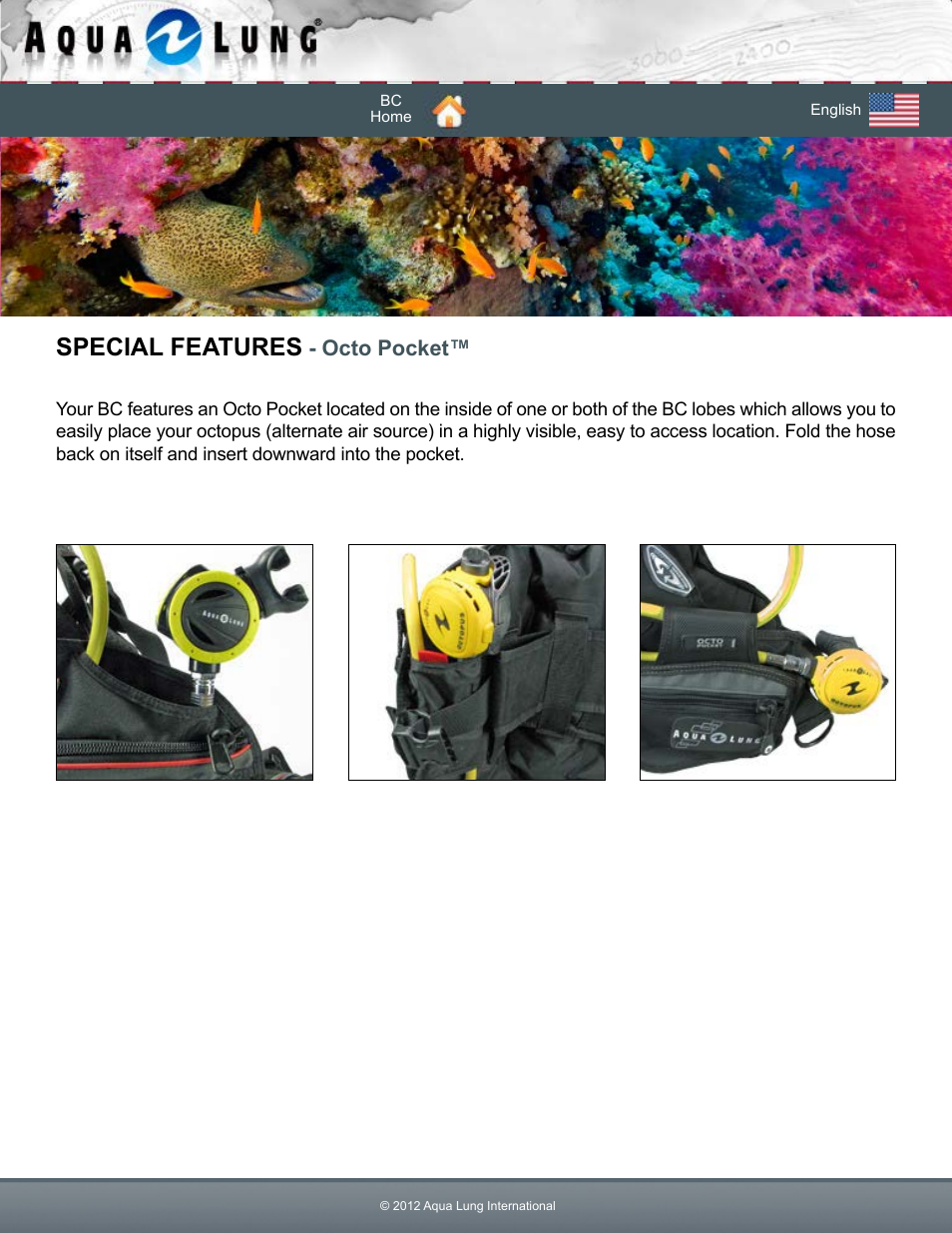 Octo pocket, Special features | Aqua Lung Dimension i3 / Lotus i3 BC User Manual | Page 37 / 41