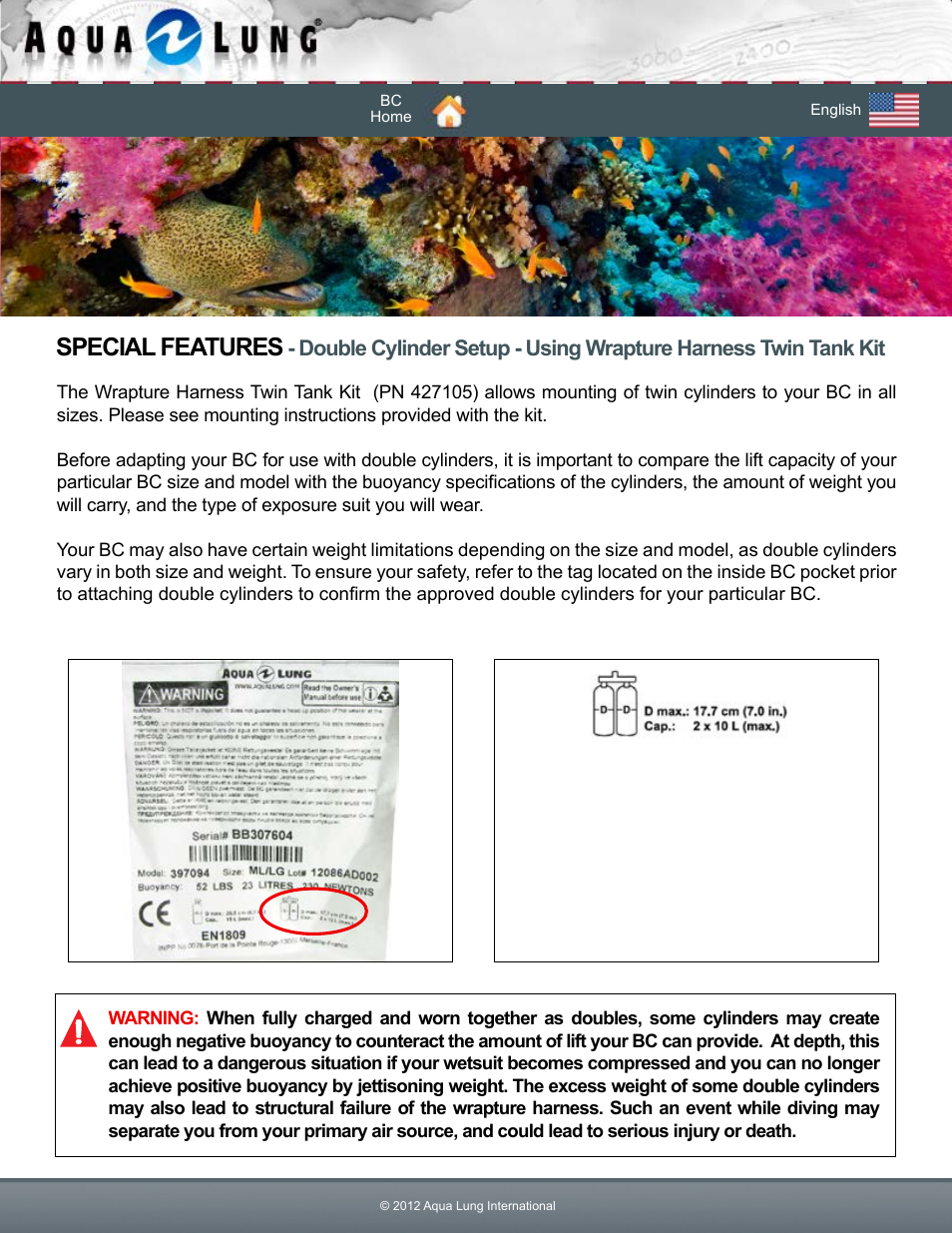 Special features | Aqua Lung Dimension i3 / Lotus i3 BC User Manual | Page 39 / 41