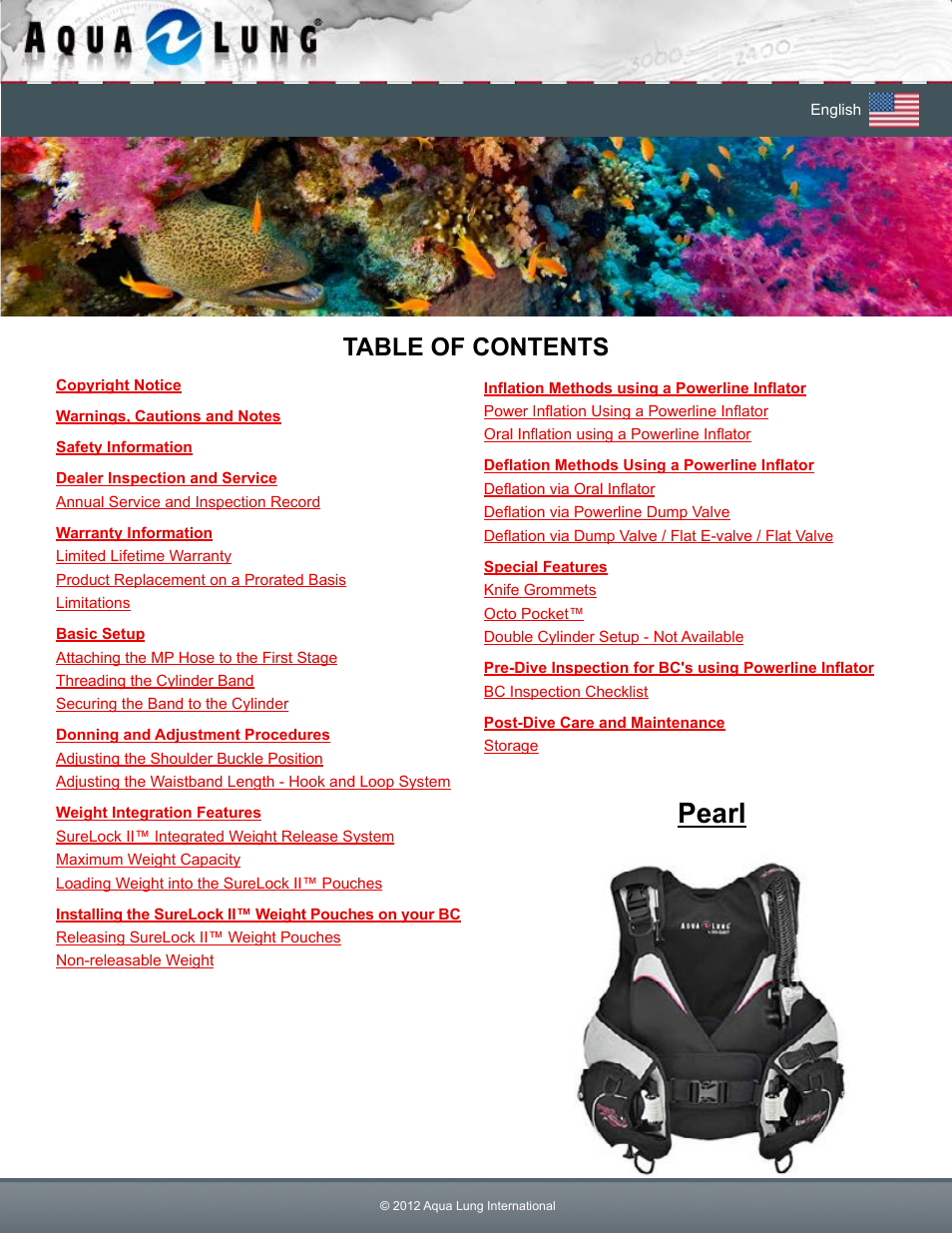 Aqua Lung Pearl BC User Manual | 34 pages