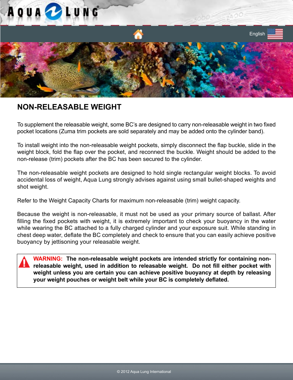 Non-releasable weight | Aqua Lung Pearl BC User Manual | Page 26 / 34