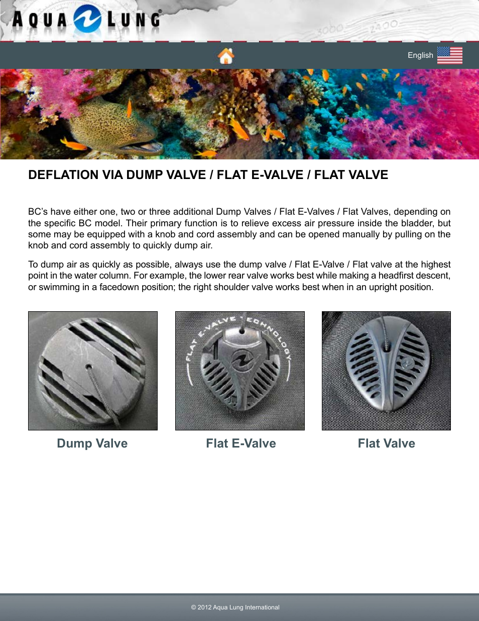 Dump valve flat e-valve flat valve | Aqua Lung Pearl BC User Manual | Page 29 / 34