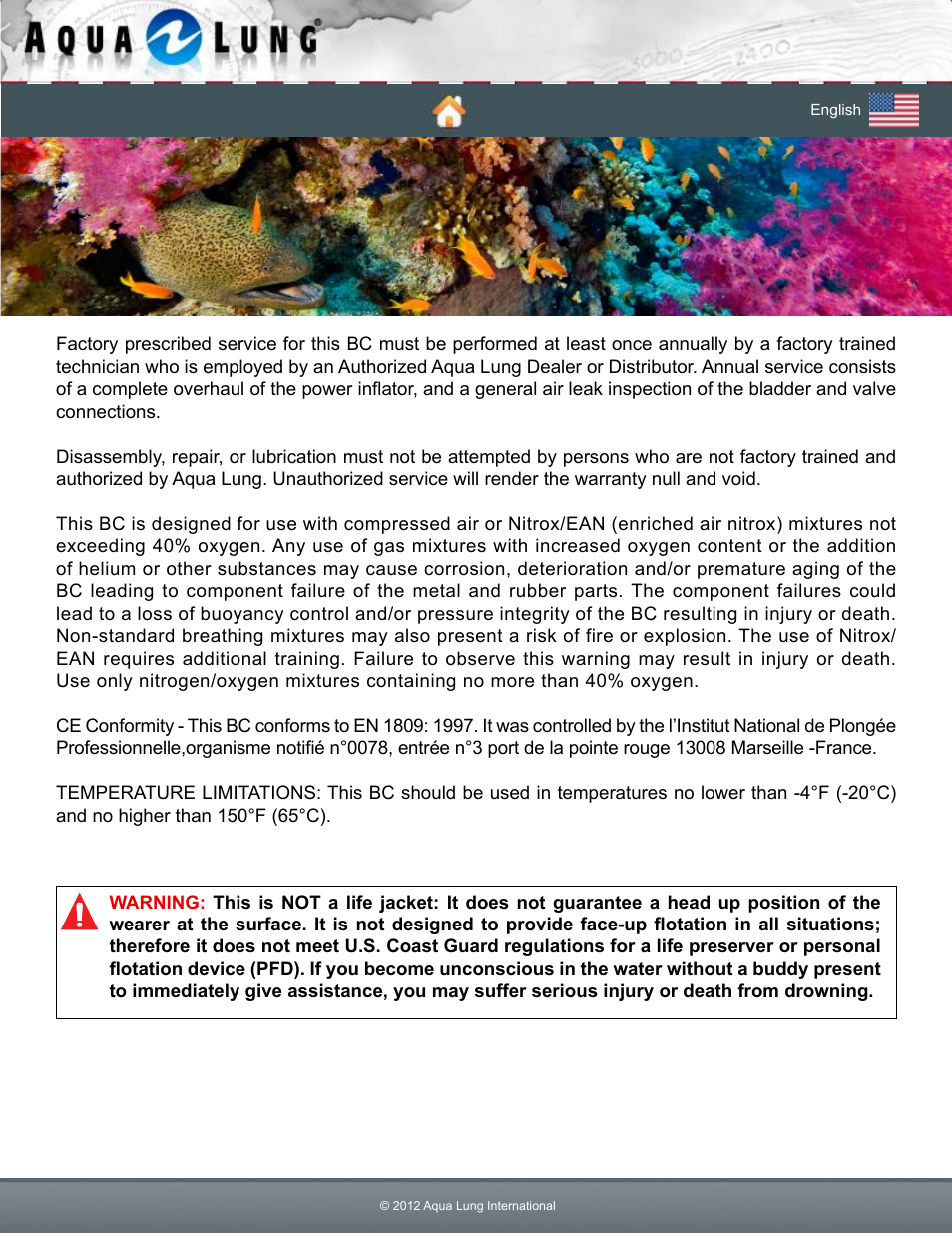Aqua Lung Pearl BC User Manual | Page 4 / 34