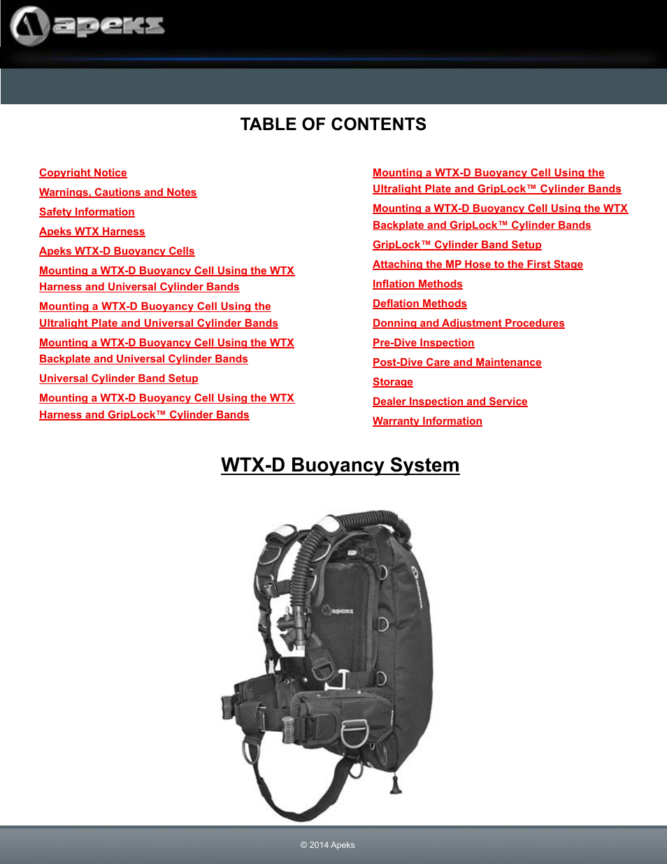 Aqua Lung WTX-D Buoyancy System User Manual | 42 pages