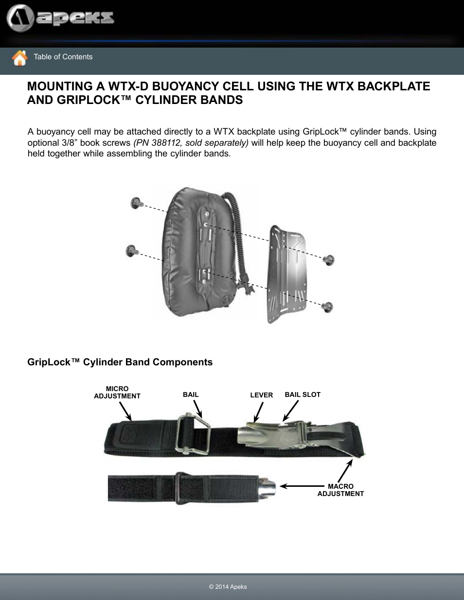 Griplock™ cylinder band components | Aqua Lung WTX-D Buoyancy System User Manual | Page 26 / 42