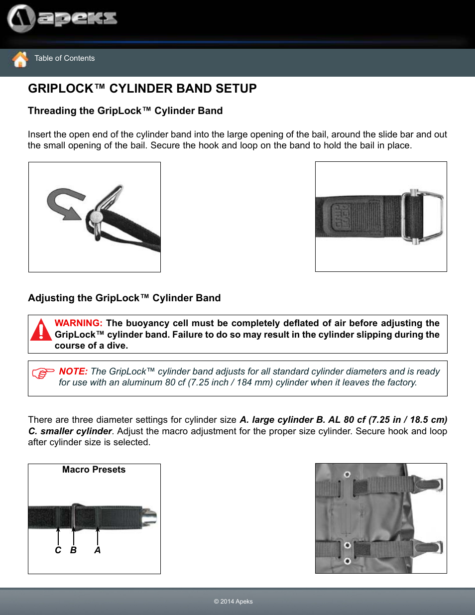 Griplock™ cylinder band setup | Aqua Lung WTX-D Buoyancy System User Manual | Page 29 / 42