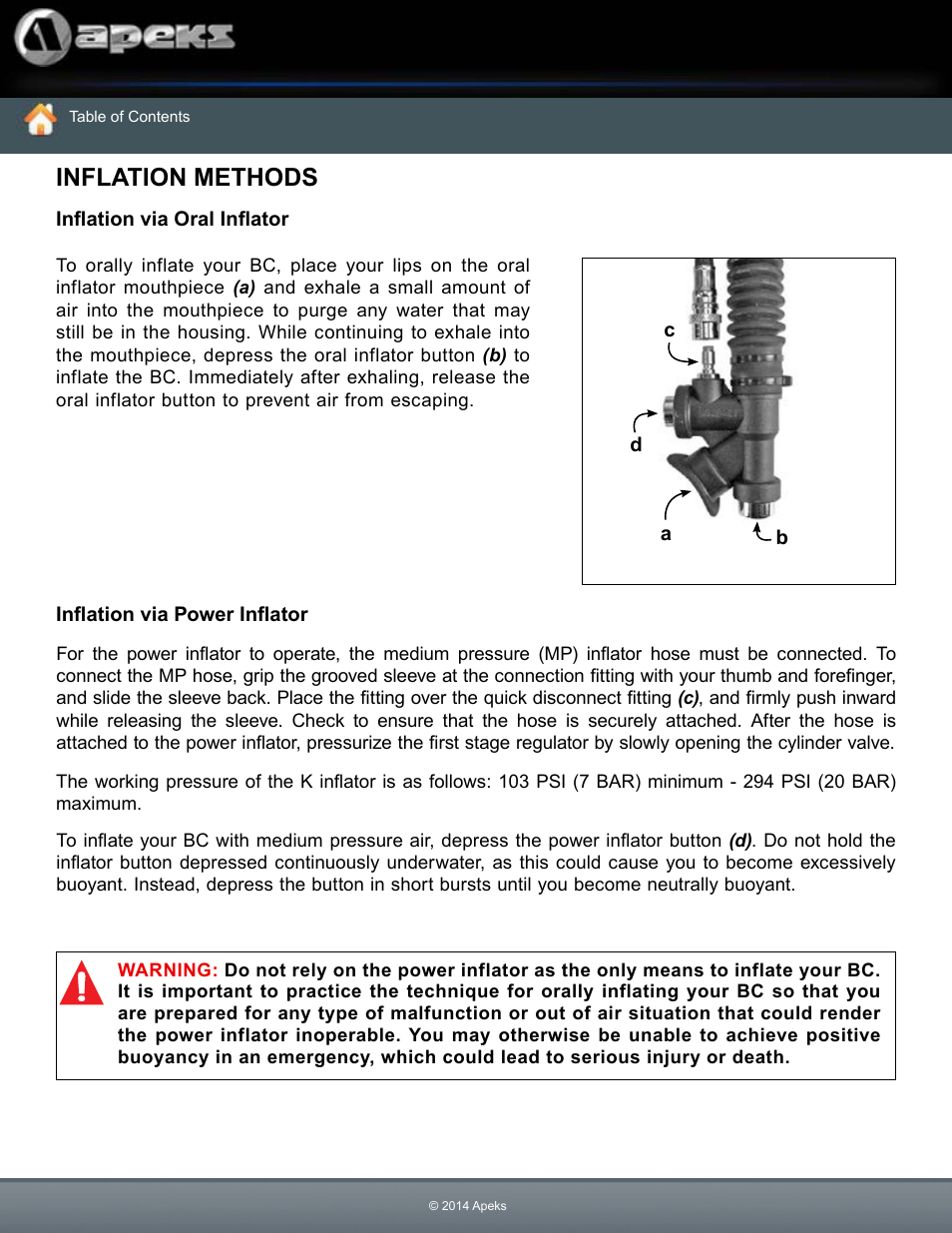 Inflation methods | Aqua Lung WTX-D Buoyancy System User Manual | Page 33 / 42