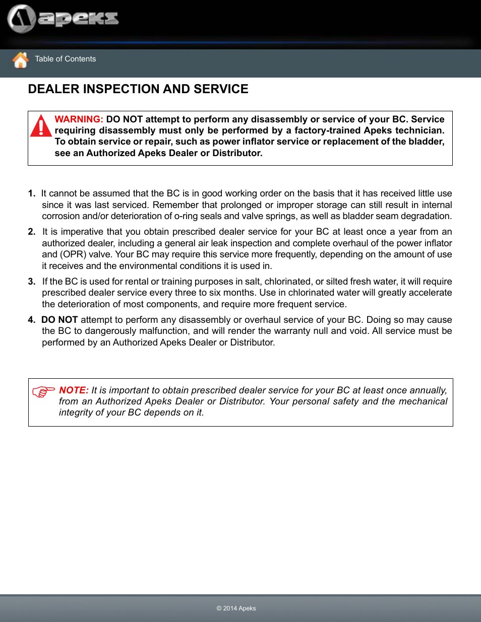 Dealer inspection and service | Aqua Lung WTX-D Buoyancy System User Manual | Page 39 / 42