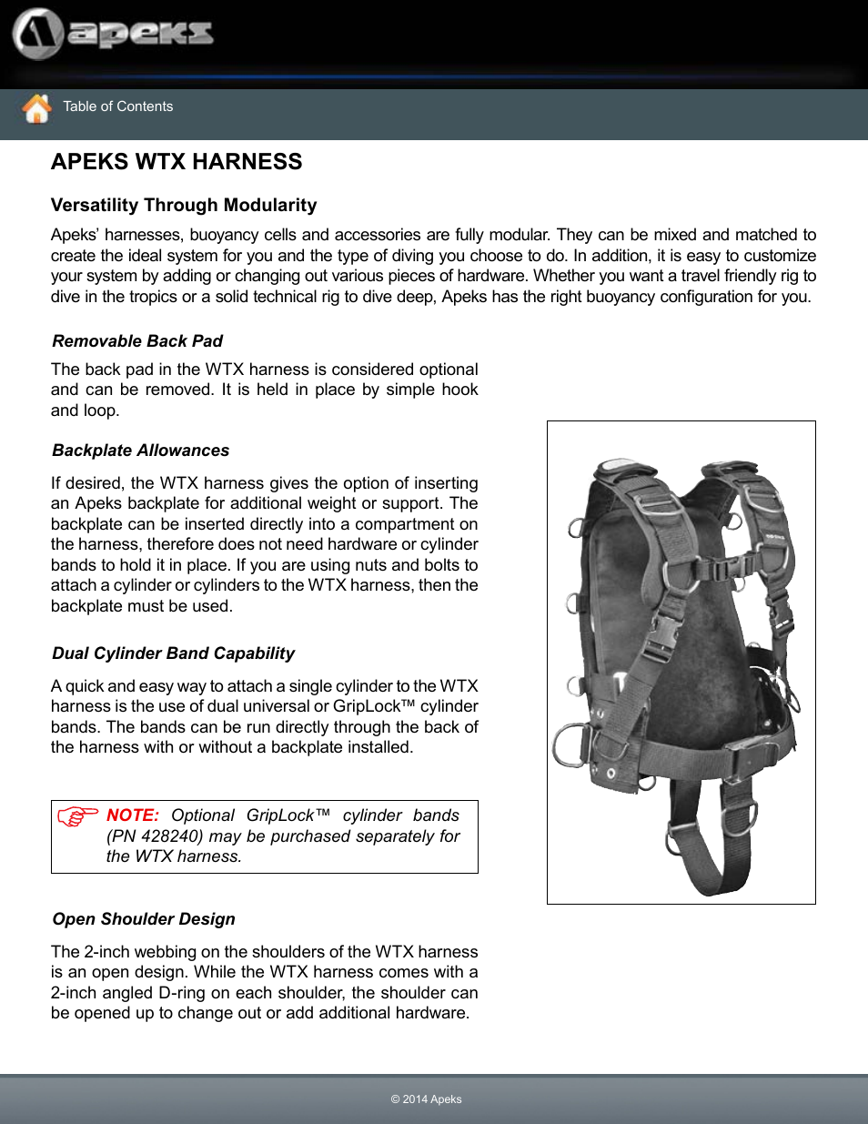 Apeks wtx harness | Aqua Lung WTX-D Buoyancy System User Manual | Page 6 / 42
