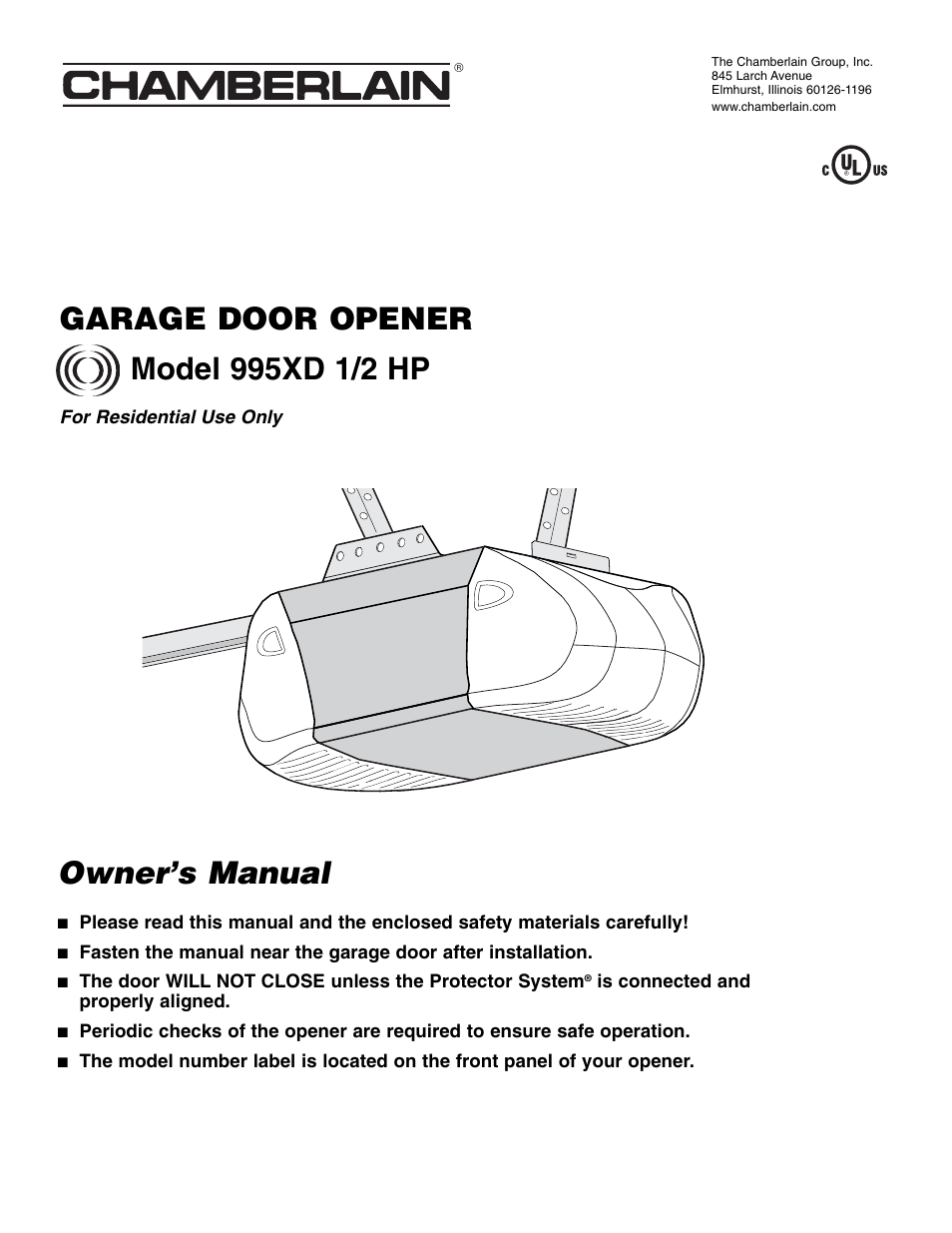 Chamberlain 995XD User Manual | 40 pages