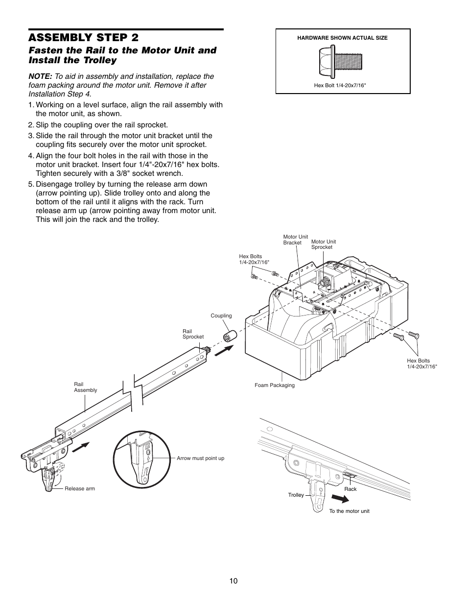 Assembly step 2 | Chamberlain 995XD User Manual | Page 10 / 40