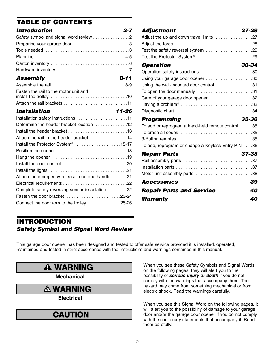 Chamberlain 995XD User Manual | Page 2 / 40