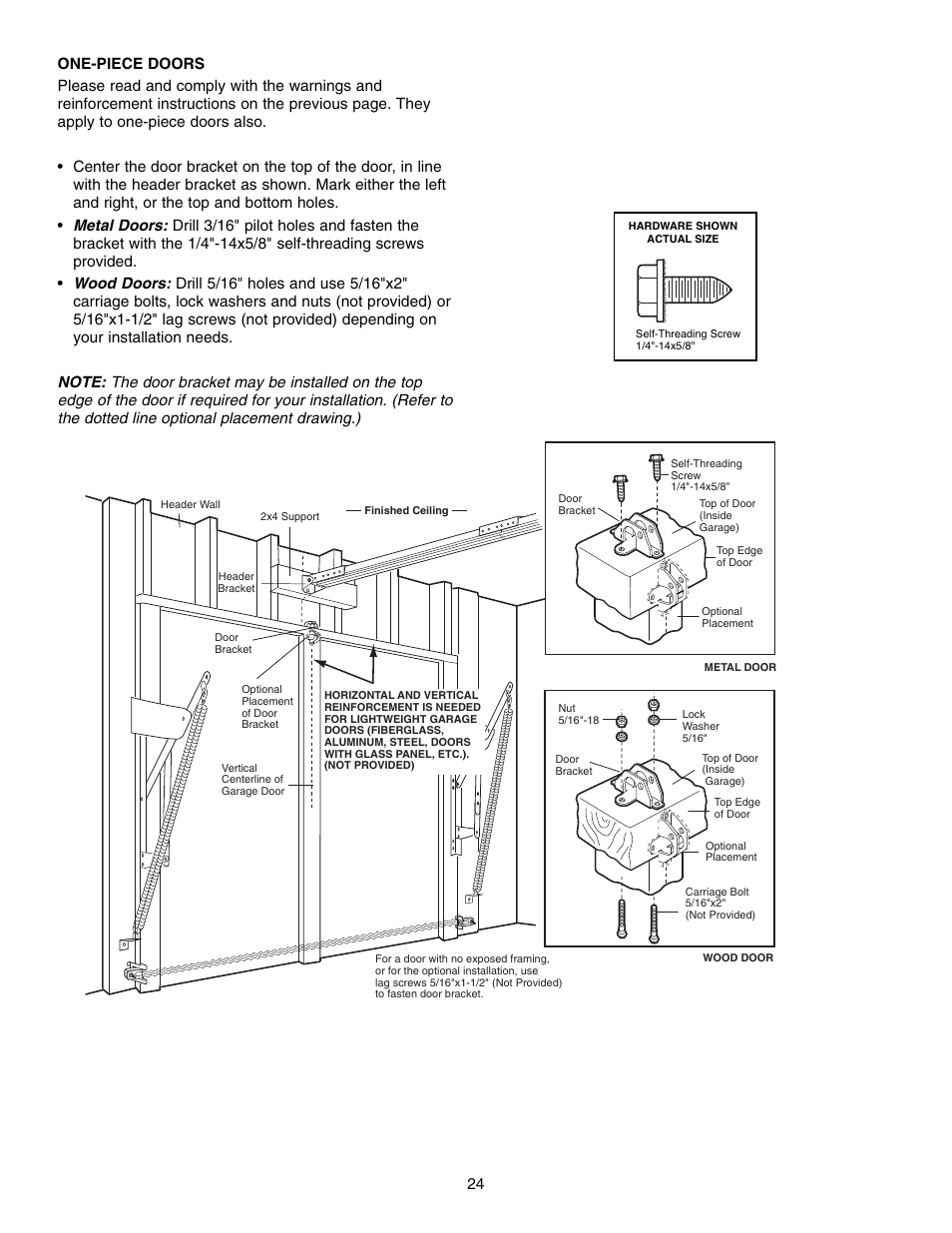 One-piece doors | Chamberlain 995XD User Manual | Page 24 / 40