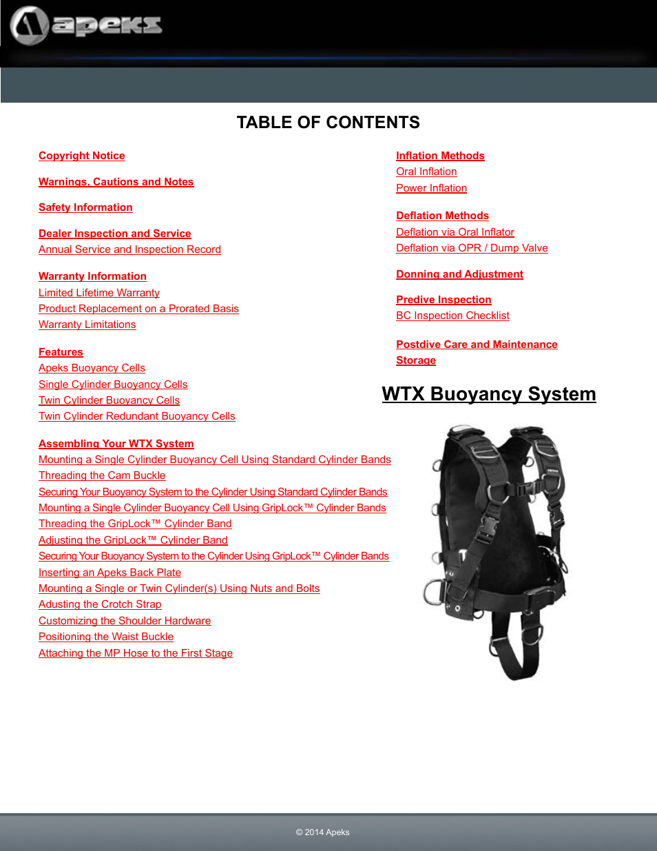 Aqua Lung WTX Buoyancy System User Manual | 42 pages