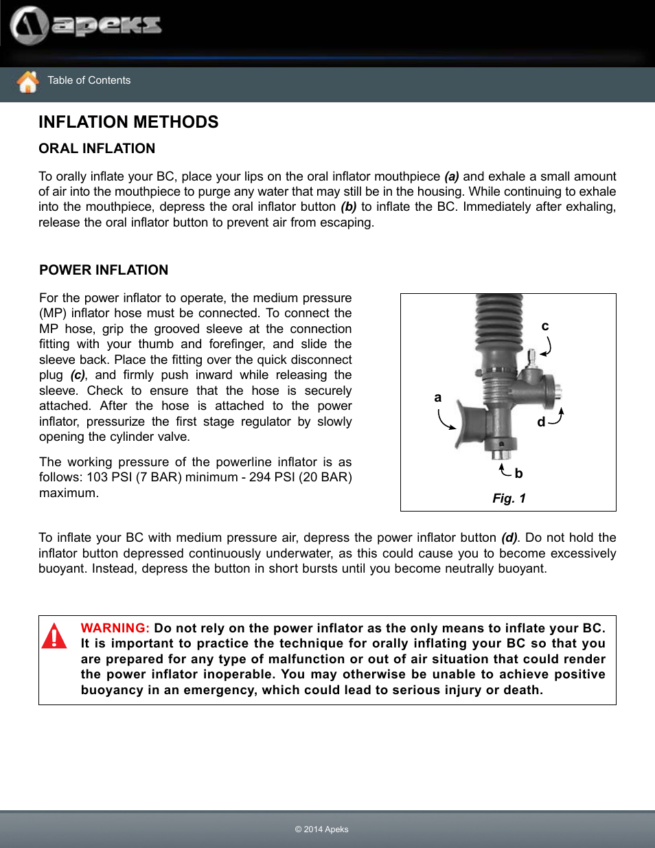 Inflation methods oral inflation power inflation, Inflation methods | Aqua Lung WTX Buoyancy System User Manual | Page 37 / 42