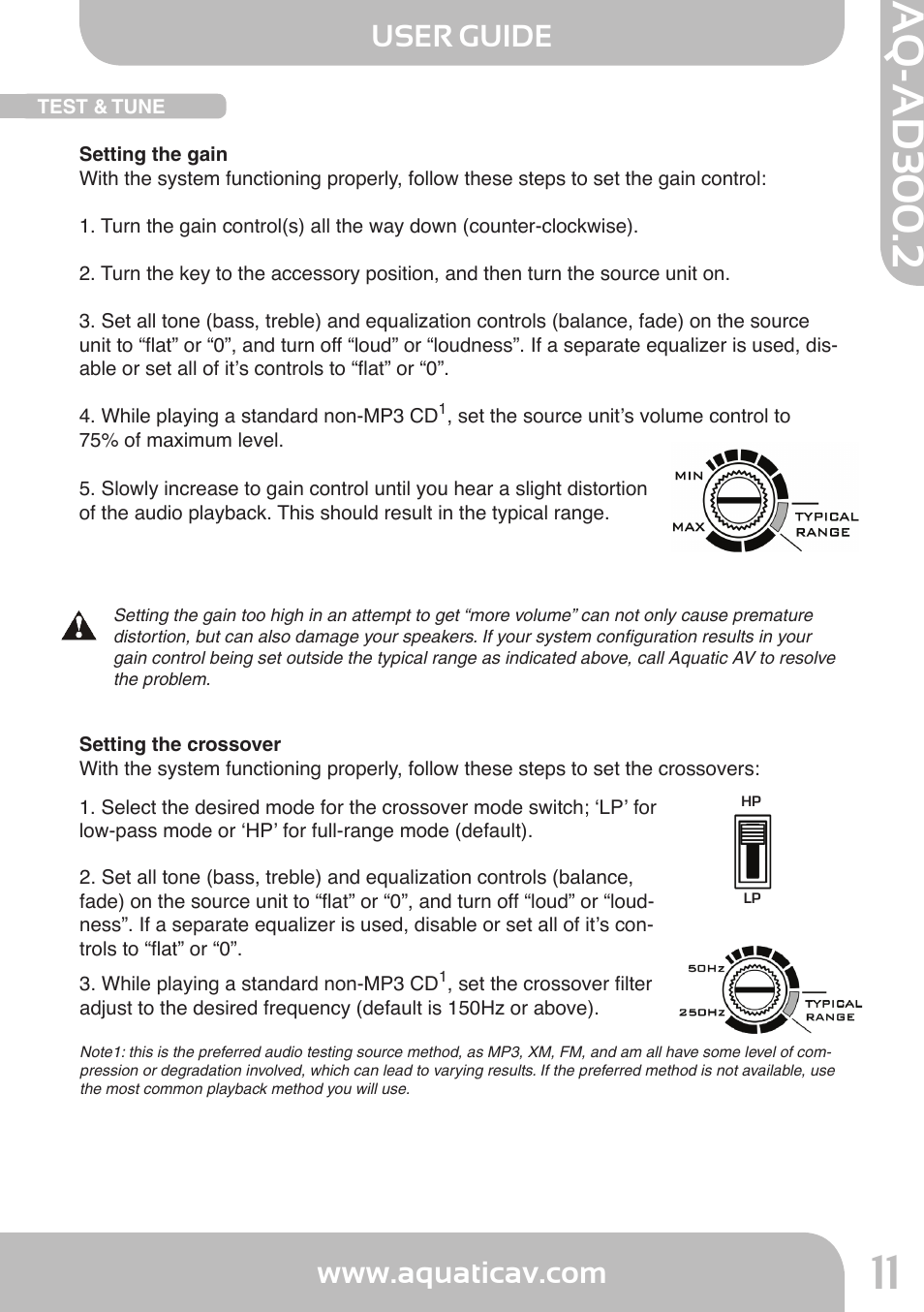 Aq-ad300.2, User guide | Aquatic AV AQ-AD300.2 User Manual | Page 11 / 18