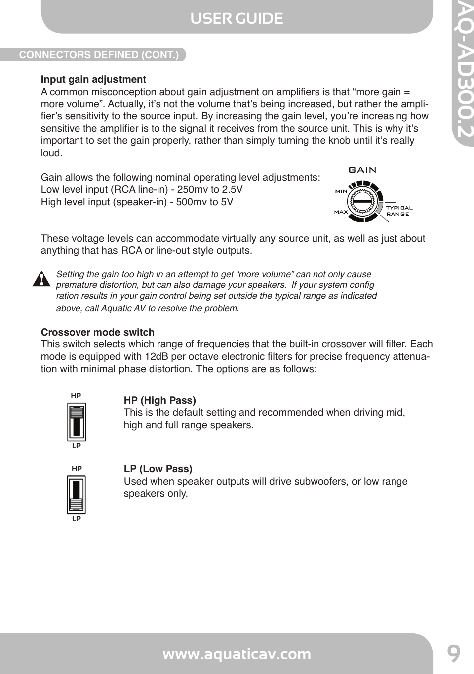 Aq-ad300.2, User guide | Aquatic AV AQ-AD300.2 User Manual | Page 9 / 18