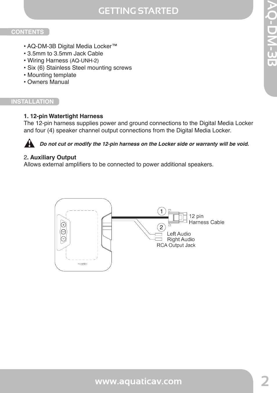 Aq-dm-3b, Getting started | Aquatic AV AQ-DM-3B User Manual | Page 2 / 8