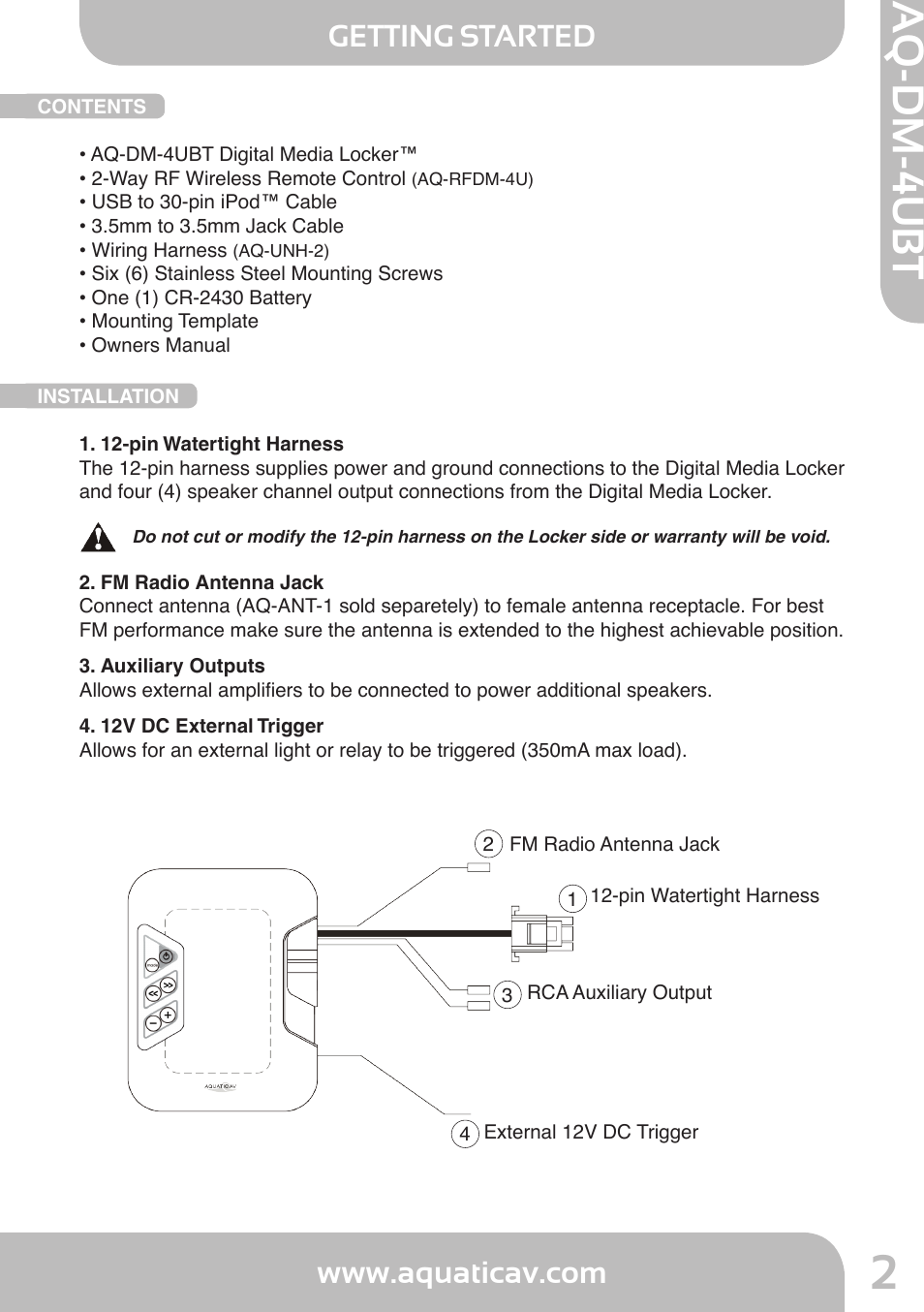 Aq-dm-4ubt, Getting started | Aquatic AV AQ-DM-4UBT User Manual | Page 2 / 14