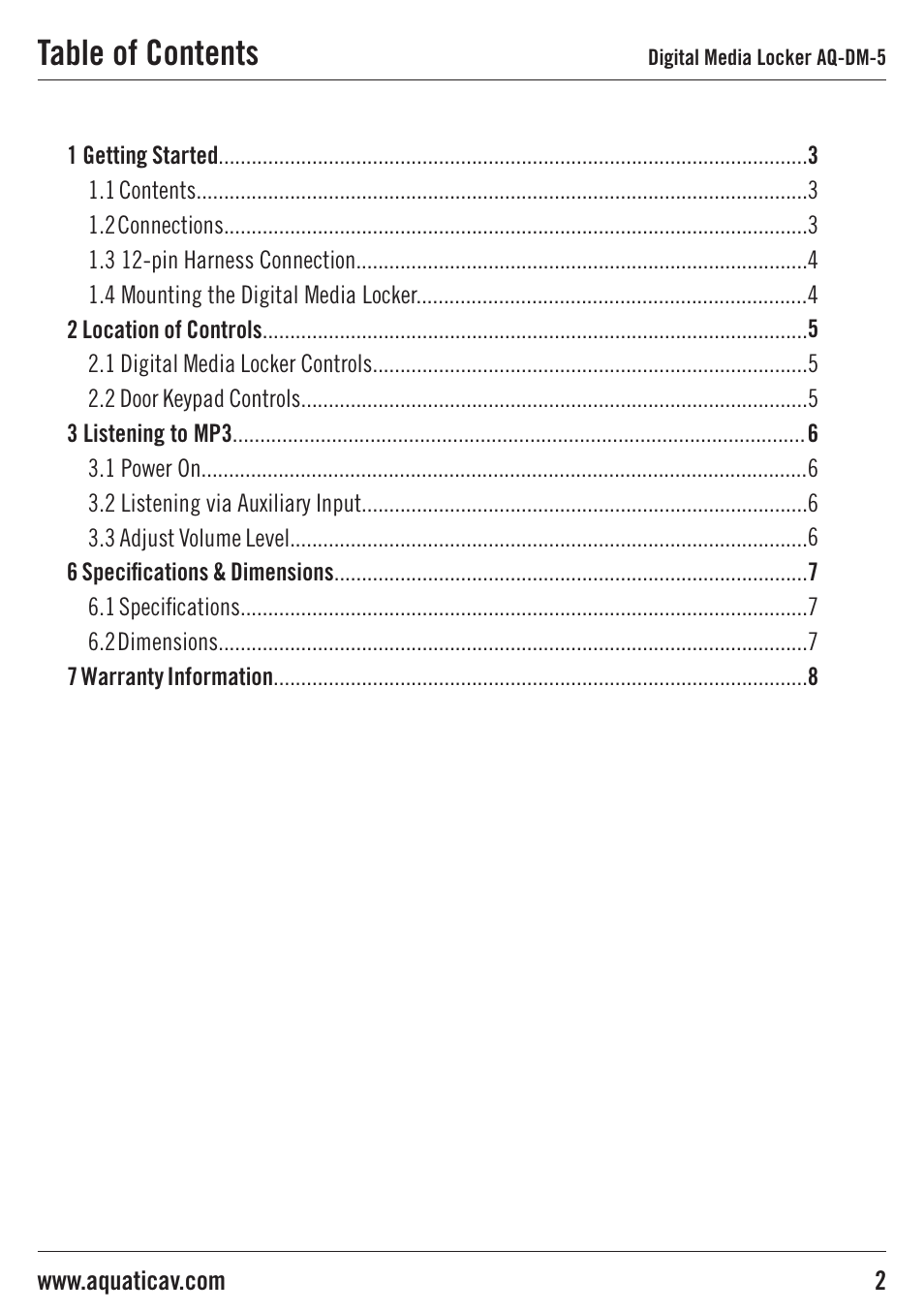 Aquatic AV AQ-DM-5 User Manual | Page 2 / 10