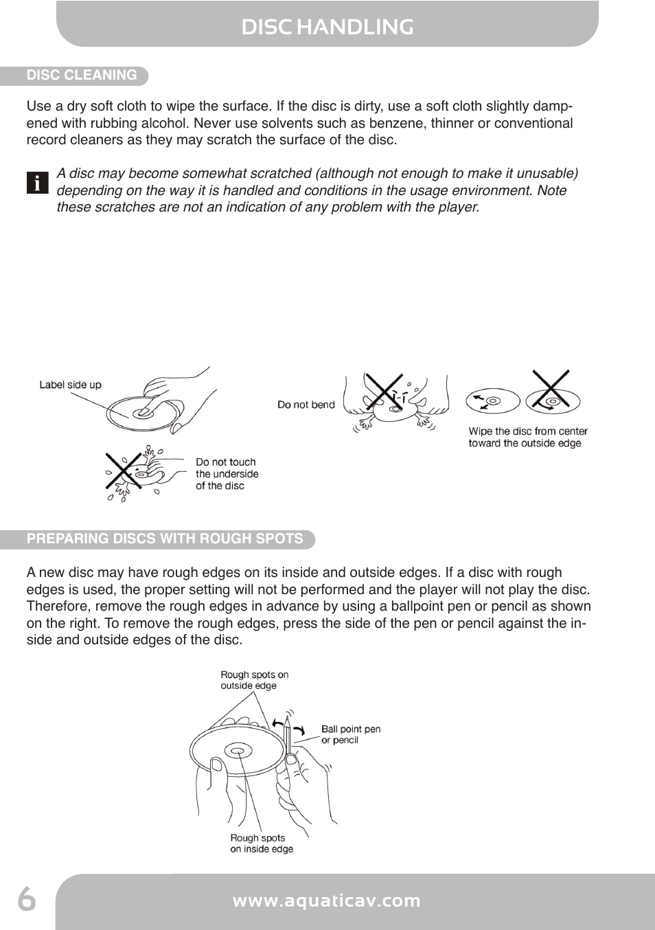 Aq -d v d -4, System set up menu, Disc handling | Aquatic AV AQ-DVD-4 User Manual | Page 6 / 40