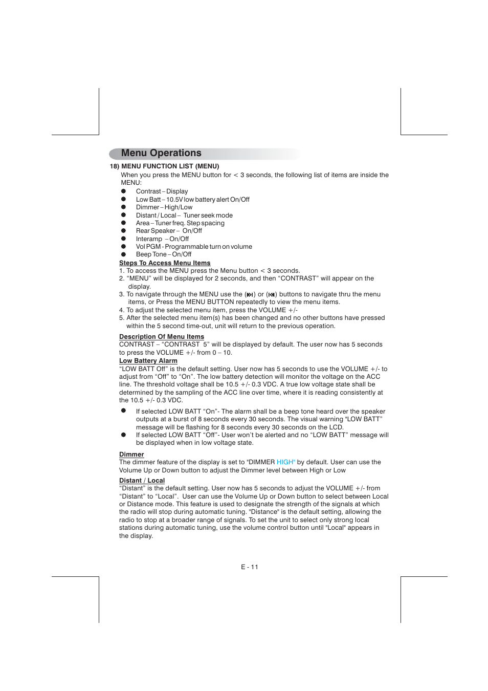 Menu operations | Aquatic AV AQ-IP-3B User Manual | Page 12 / 22