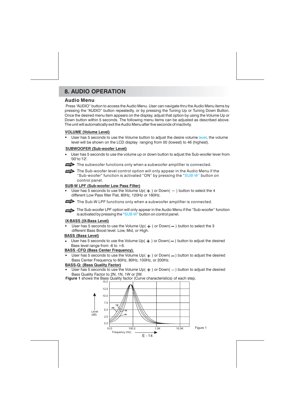 Audio operation, Audio menu | Aquatic AV AQ-IP-3B User Manual | Page 15 / 22