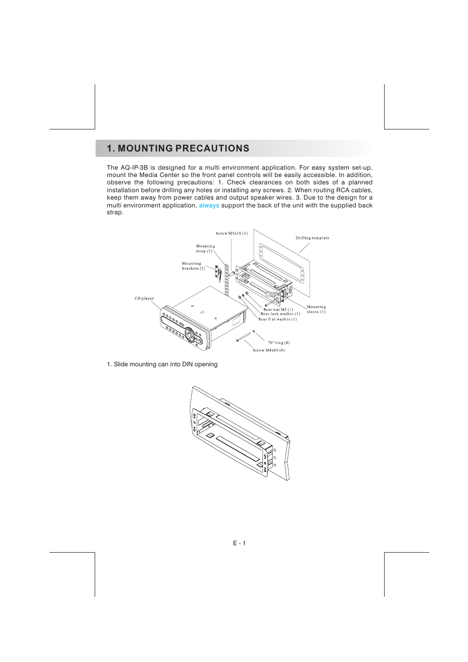 Mounting precautions | Aquatic AV AQ-IP-3B User Manual | Page 2 / 22