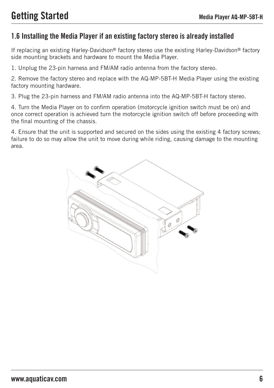 Getting started | Aquatic AV AQ-MP-5BT-H User Manual | Page 6 / 15