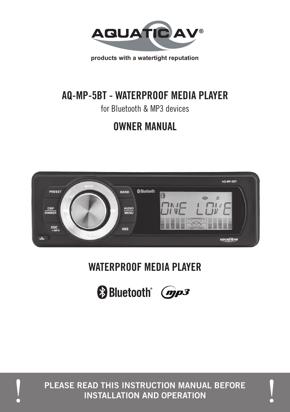 Aquatic AV AQ-MP-5BT User Manual | 16 pages