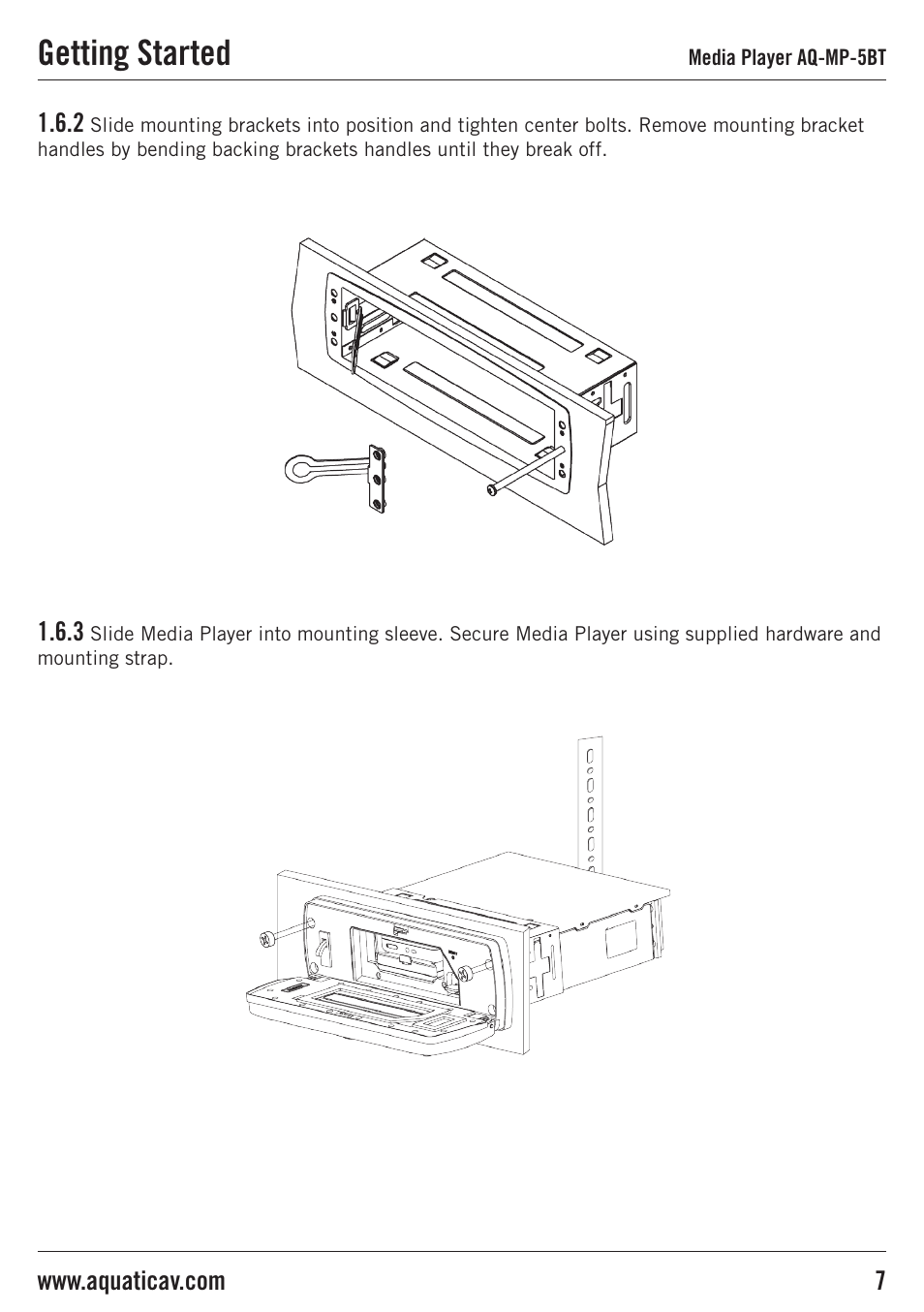 Getting started | Aquatic AV AQ-MP-5BT User Manual | Page 7 / 16