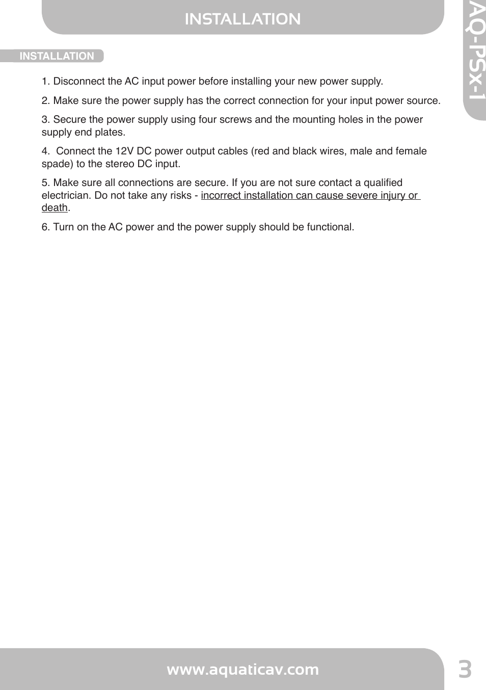 Aq-psx-1 | Aquatic AV AQ-PSx-1 User Manual | Page 3 / 7