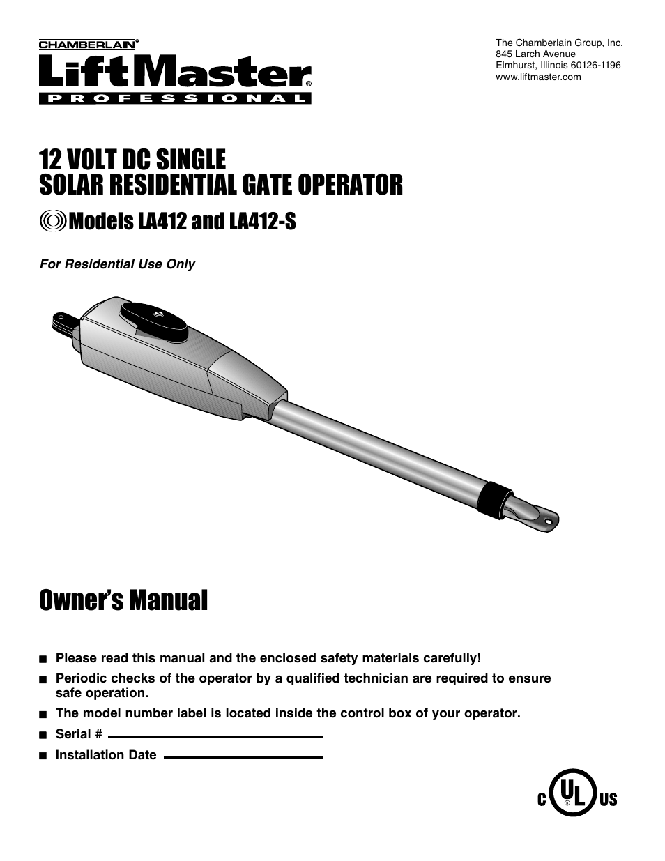 Chamberlain LA412 User Manual | 48 pages