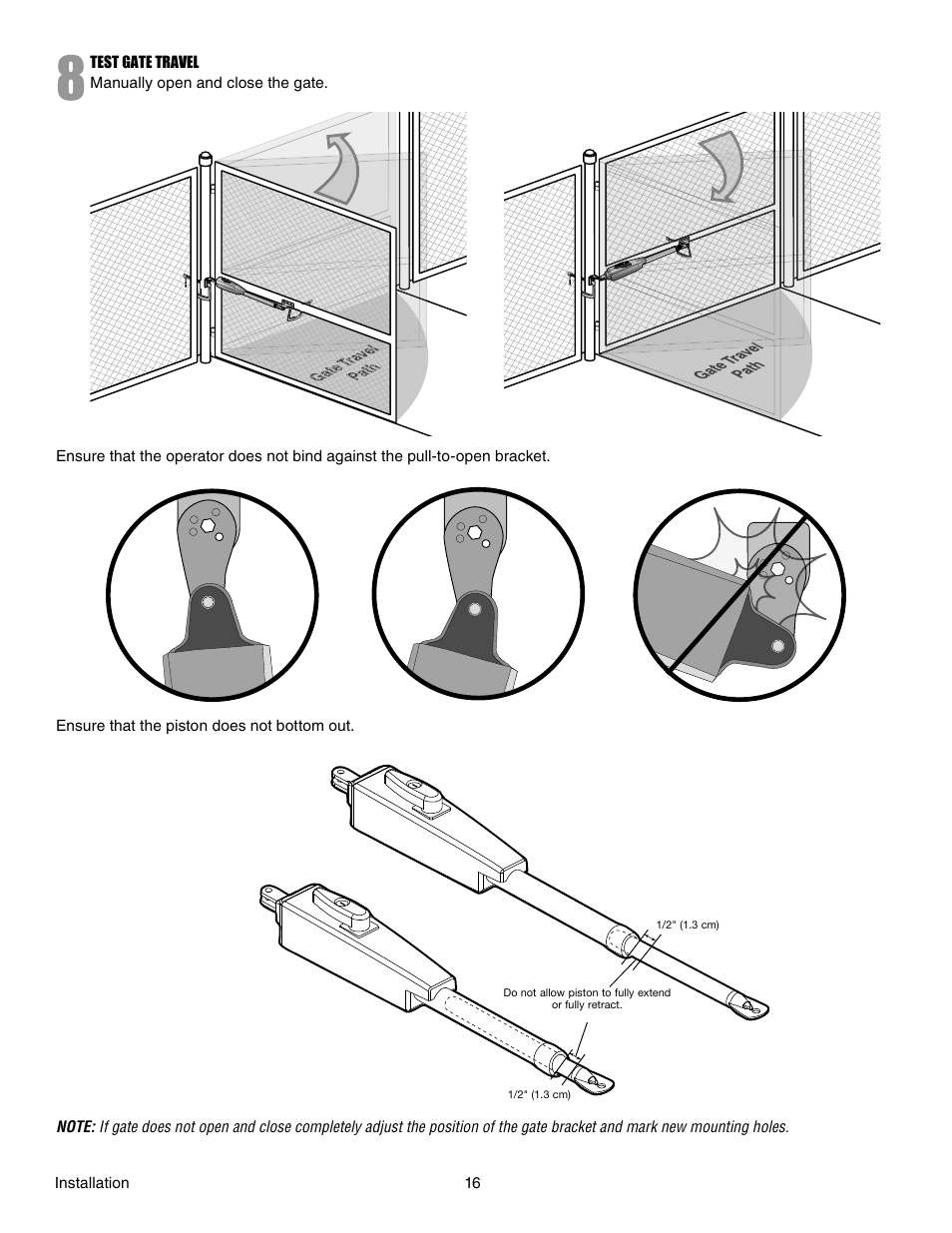 Test gate travel | Chamberlain LA412 User Manual | Page 16 / 48