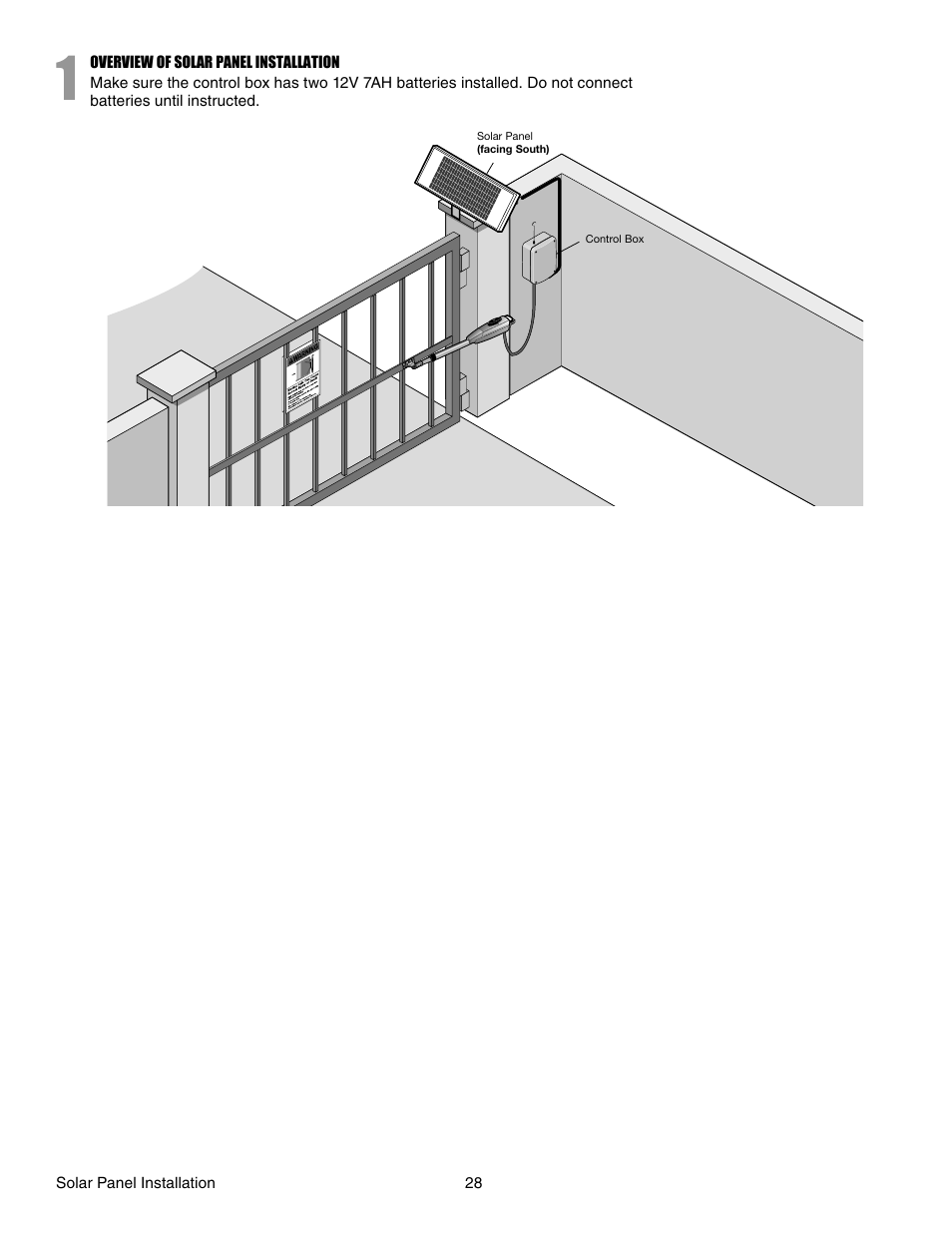 Overview of solar panel installation | Chamberlain LA412 User Manual | Page 28 / 48