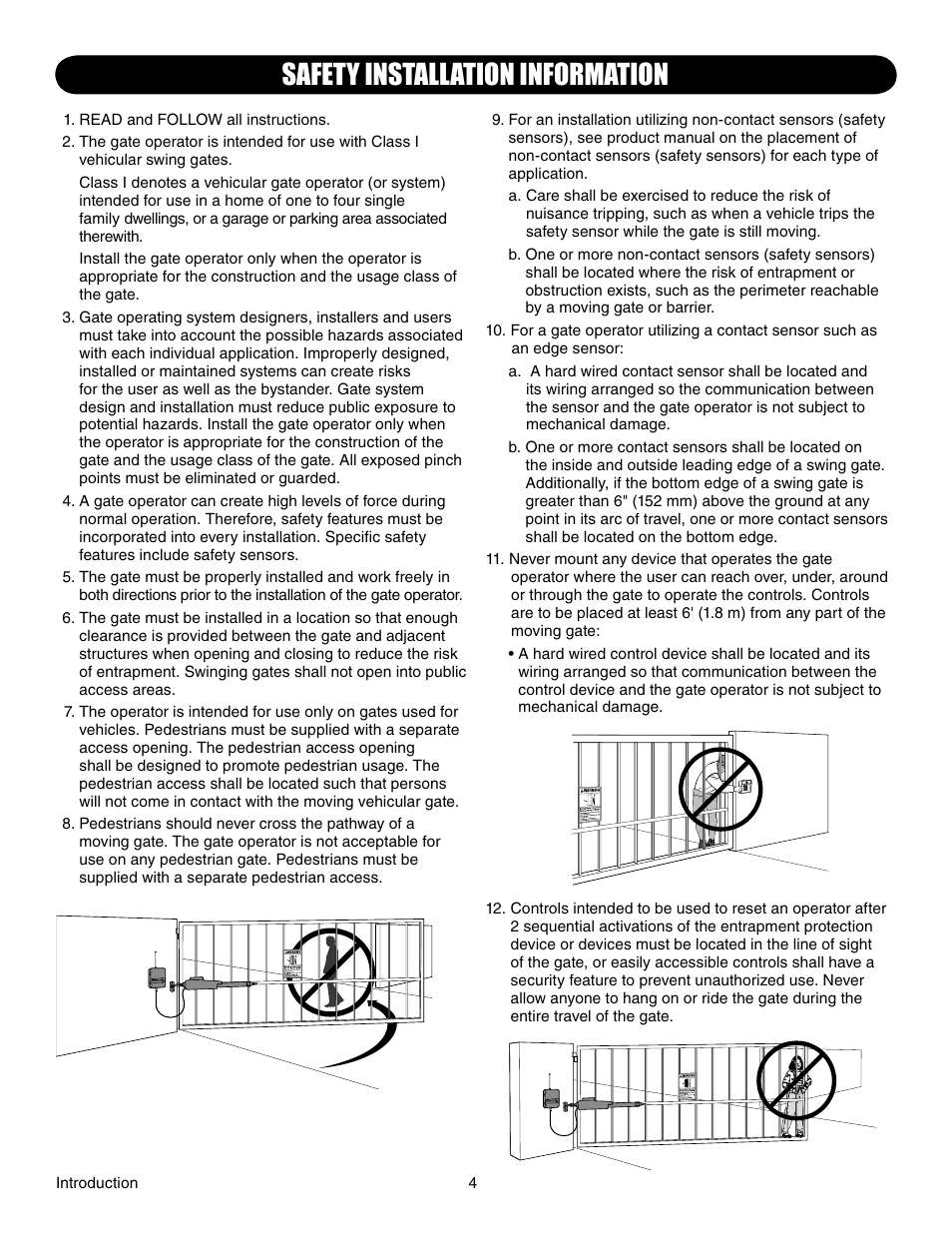 Safety installation information | Chamberlain LA412 User Manual | Page 4 / 48