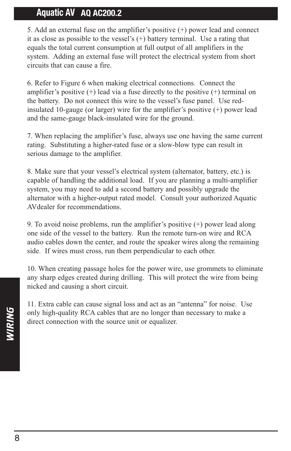 Wir in g | Aquatic AV AQ-AC200-2 User Manual | Page 10 / 16