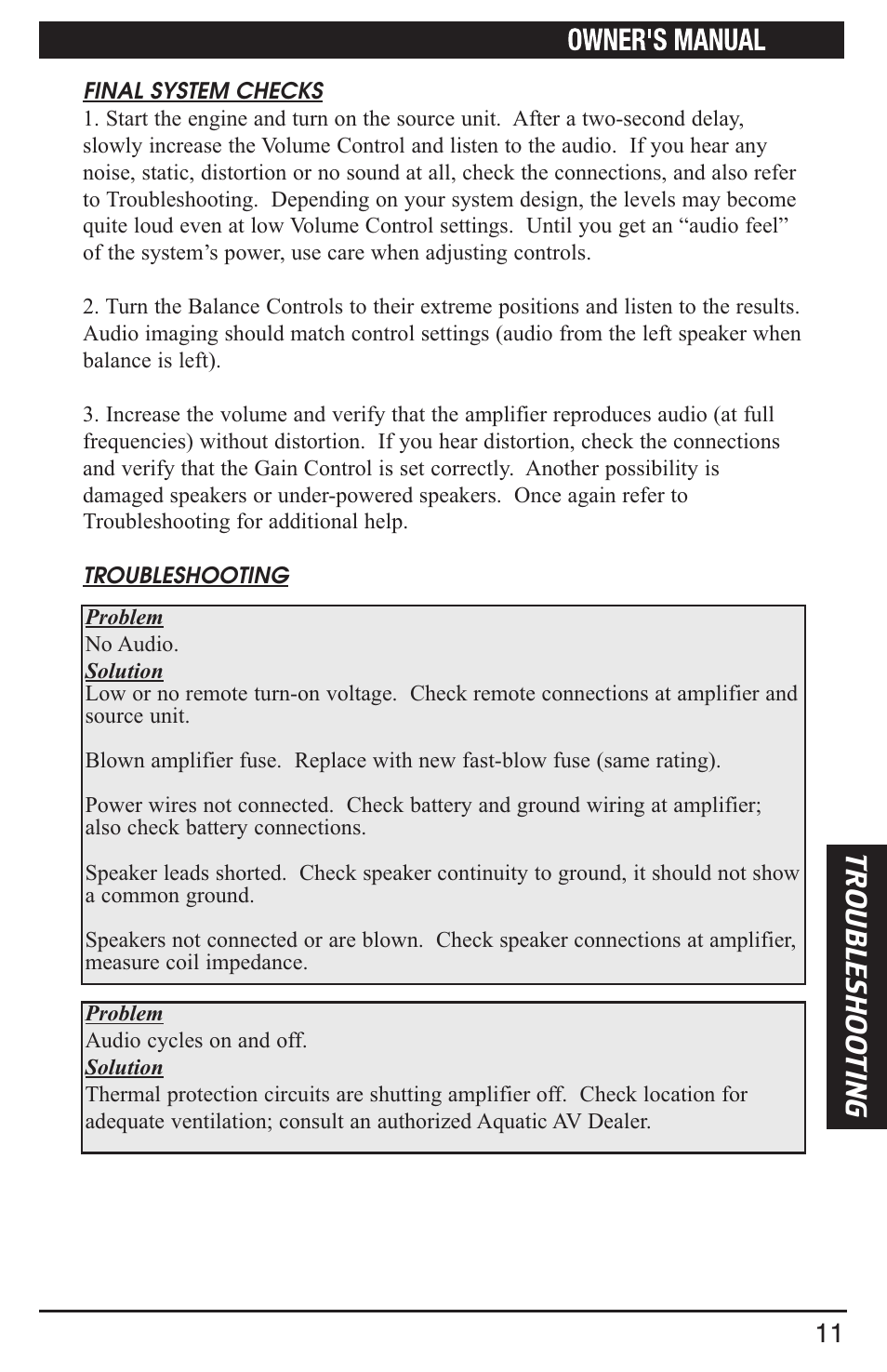 Aquatic AV AQ-AC200-2 User Manual | Page 13 / 16