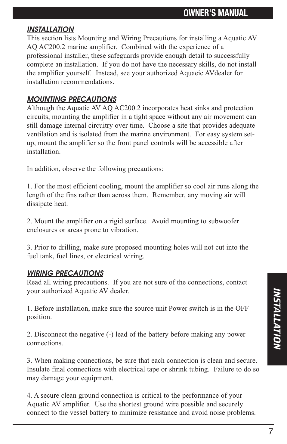 Aquatic AV AQ-AC200-2 User Manual | Page 9 / 16