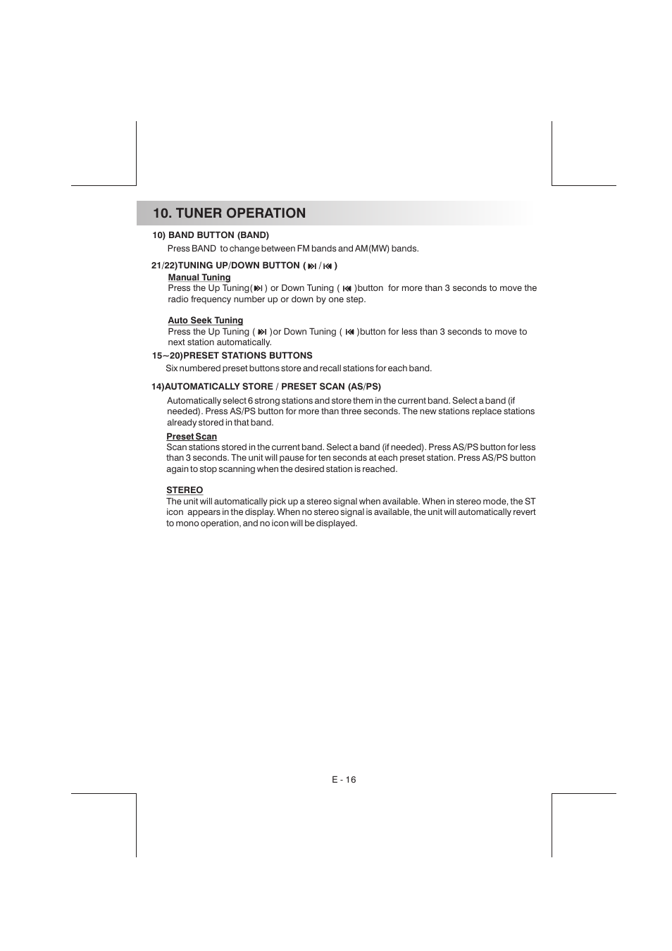 Tuner operation | Aquatic AV AQ-CD-3 User Manual | Page 16 / 25